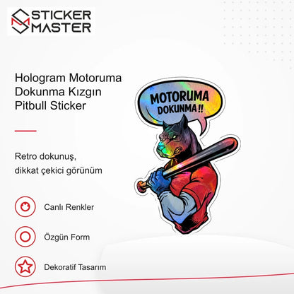 Vespa Uyumlu HLG42-Hologram Motoruma Dokunma Kızgın Pitbull Sticker retro tasarım ve kullanım özellikleri - Sticker Master