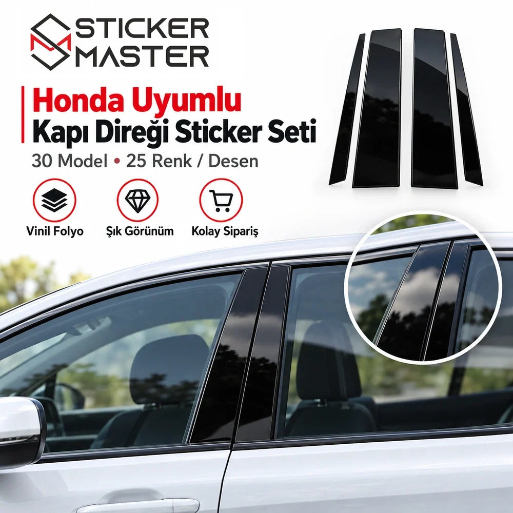 Honda Uyumlu Kapı Direği Sticker Seti 30 model ana ürün görseli