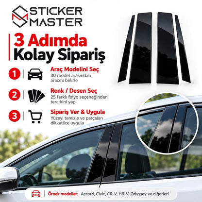 Honda kapı direği sticker sipariş modeli ve folyo seçimi