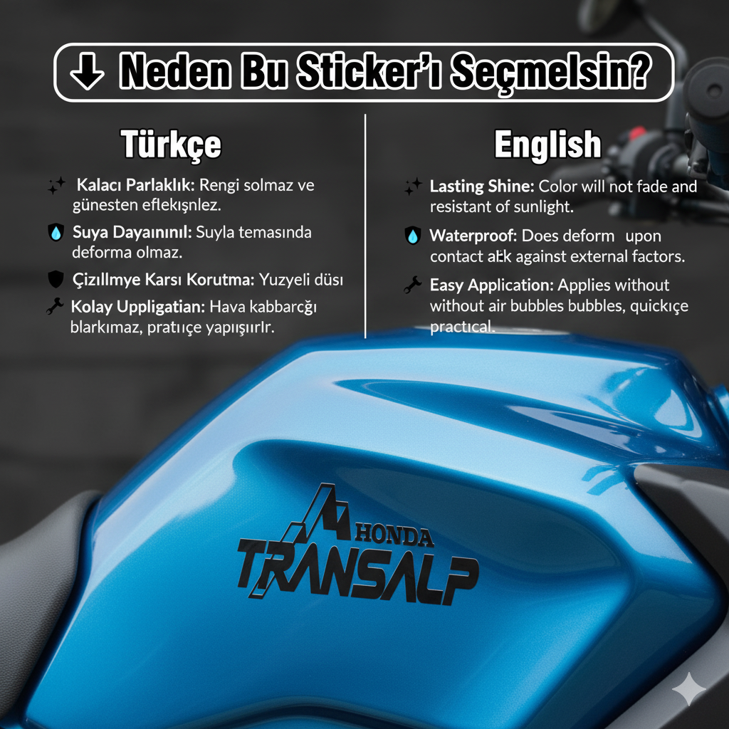 Sticker Master Honda Transalp Depo Sticker Seti Motor Etiket Çıkartma 2 Adet
