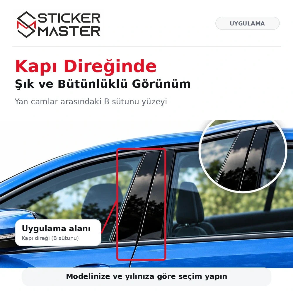 Hyundai kapı direği sticker B sütunu vinil folyo uygulama bölgesi