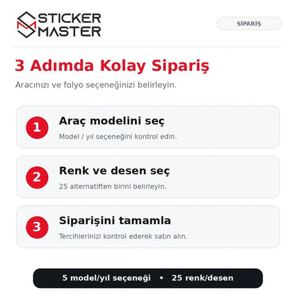 Hyundai kapı direği sticker araç model yılı ve renk desen seçimi