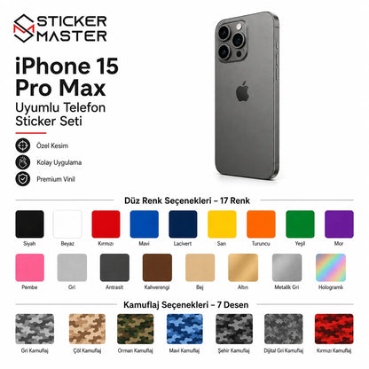 iPhone 15 Pro Max Uyumlu Telefon Sticker Seti