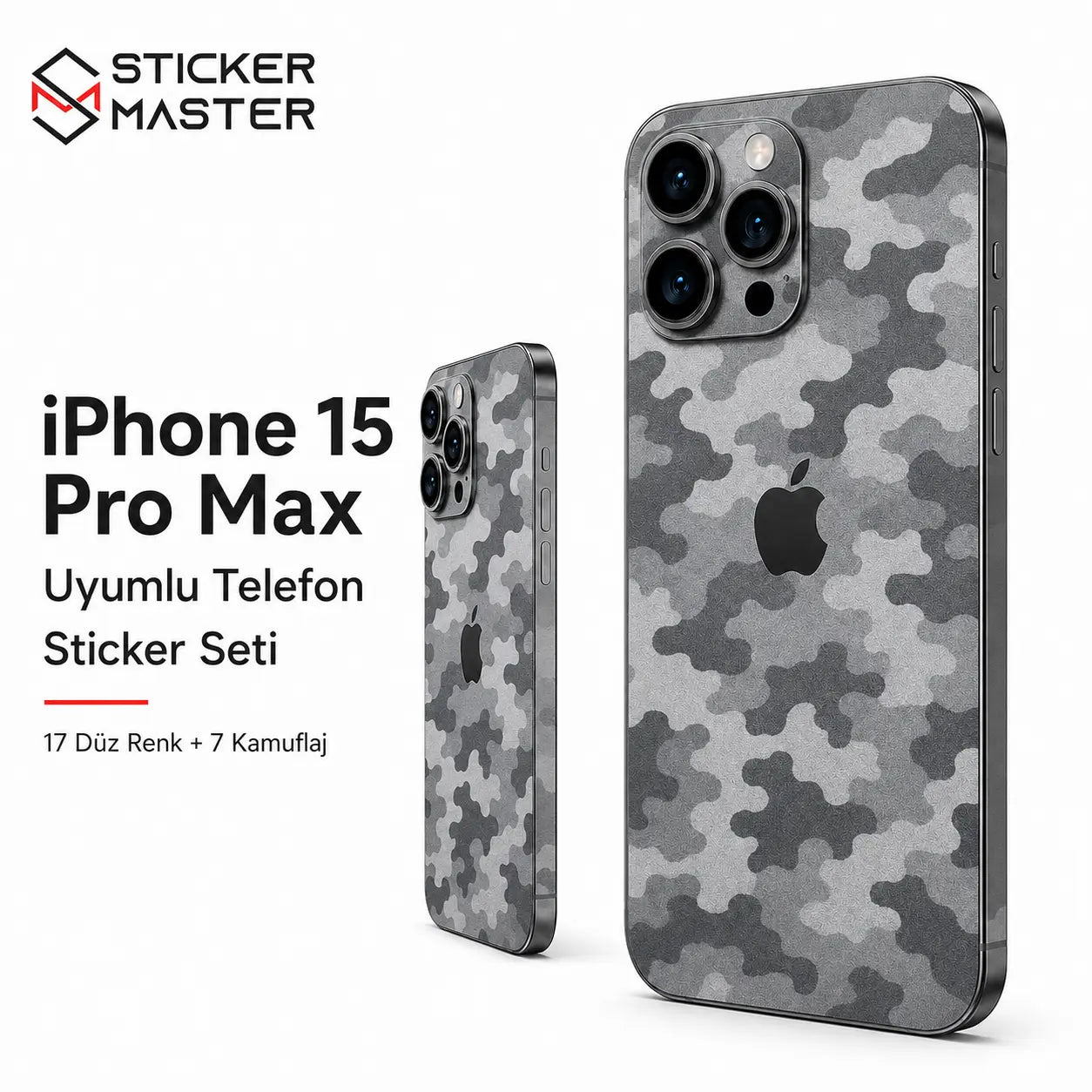 iPhone 15 Pro Max Uyumlu Telefon Sticker Seti kamuflaj
