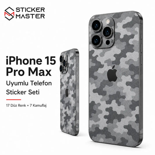 iPhone 15 Pro Max Uyumlu Telefon Sticker Seti kamuflaj