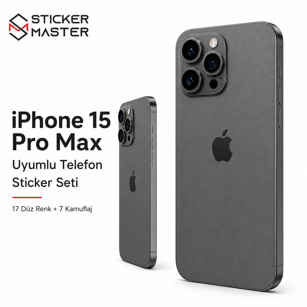 iPhone 15 Pro Max Uyumlu Telefon Sticker Seti sade