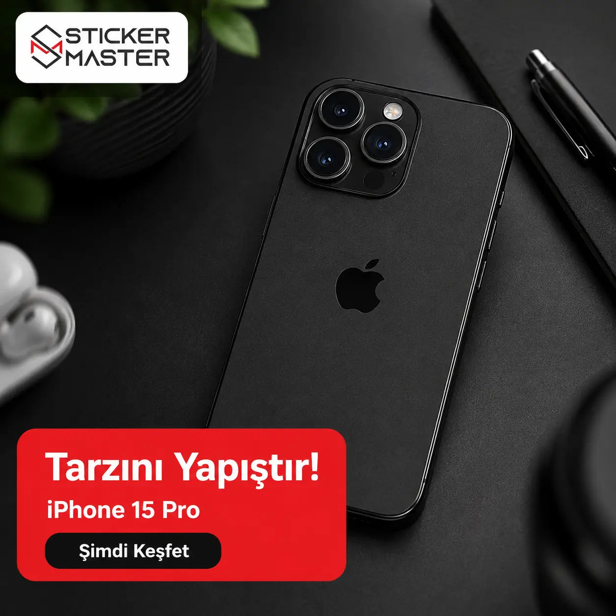 iPhone 15 Pro Uyumlu Telefon Sticker Seti