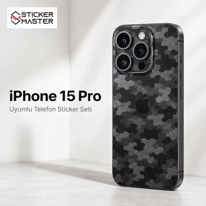 iPhone 15 Pro Uyumlu Telefon Sticker Seti Kamuflaj ads detay