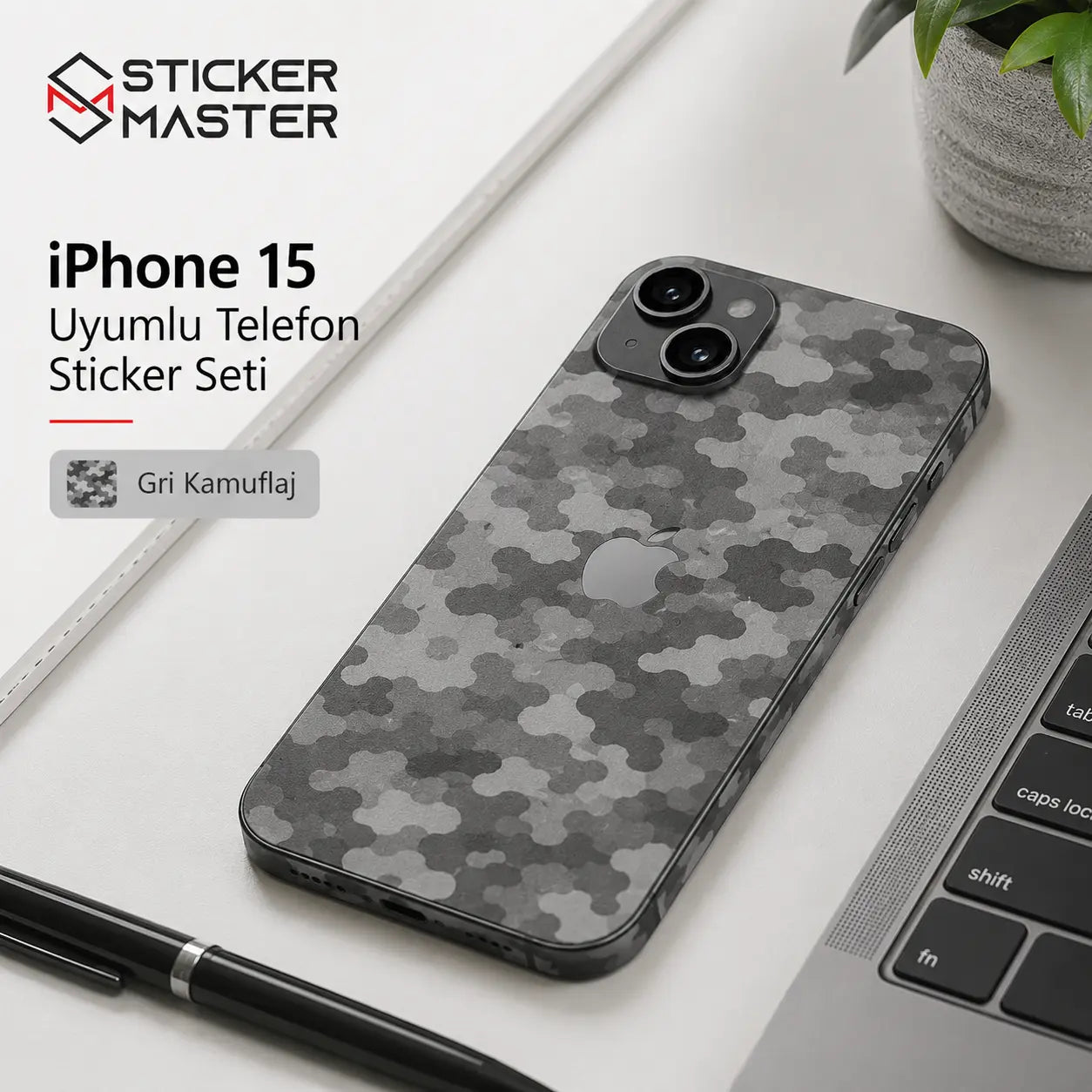 iPhone 15 Uyumlu Telefon Sticker Seti ads kamuflaj