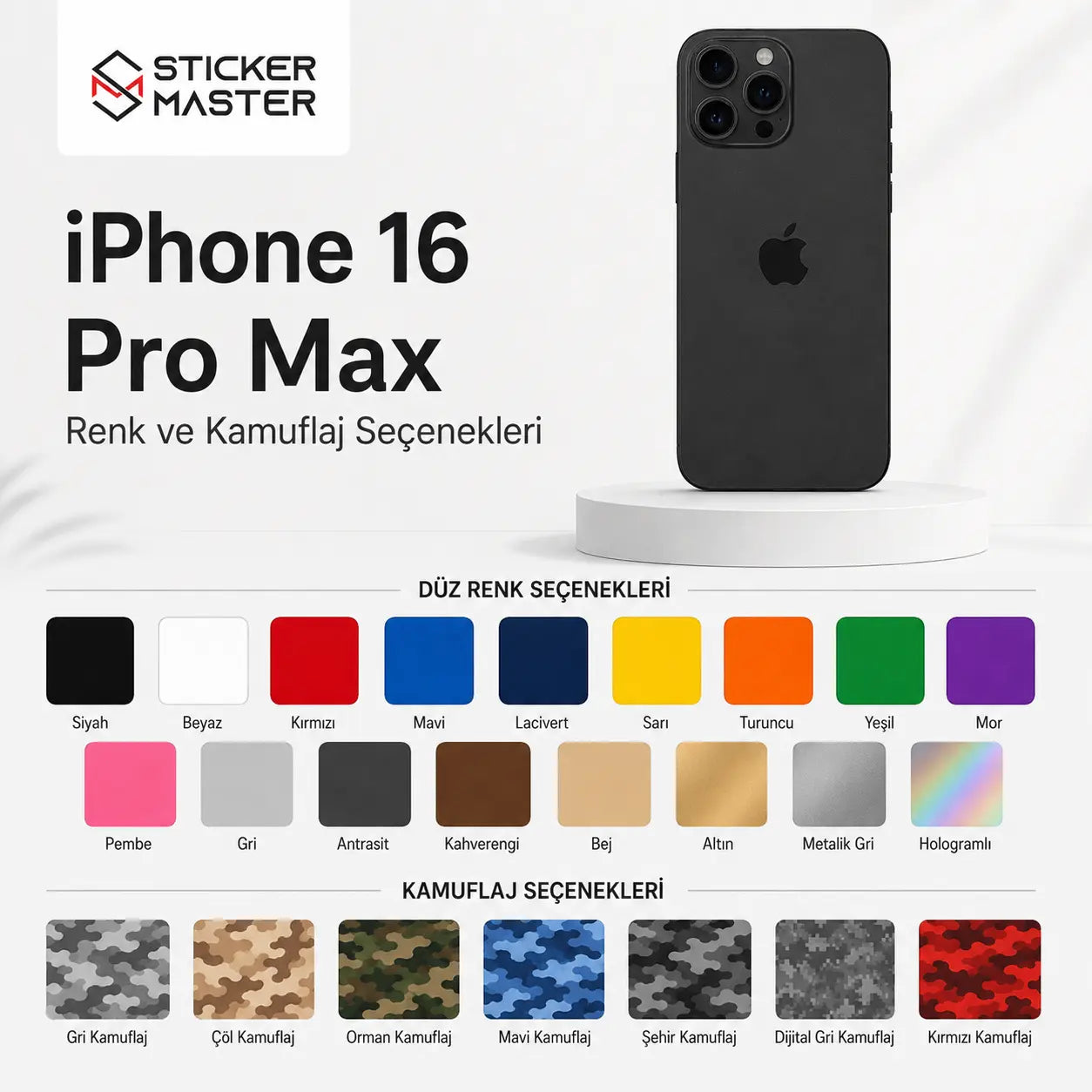 iPhone 16 Pro Max Uyumlu Telefon Sticker Seti detaylar