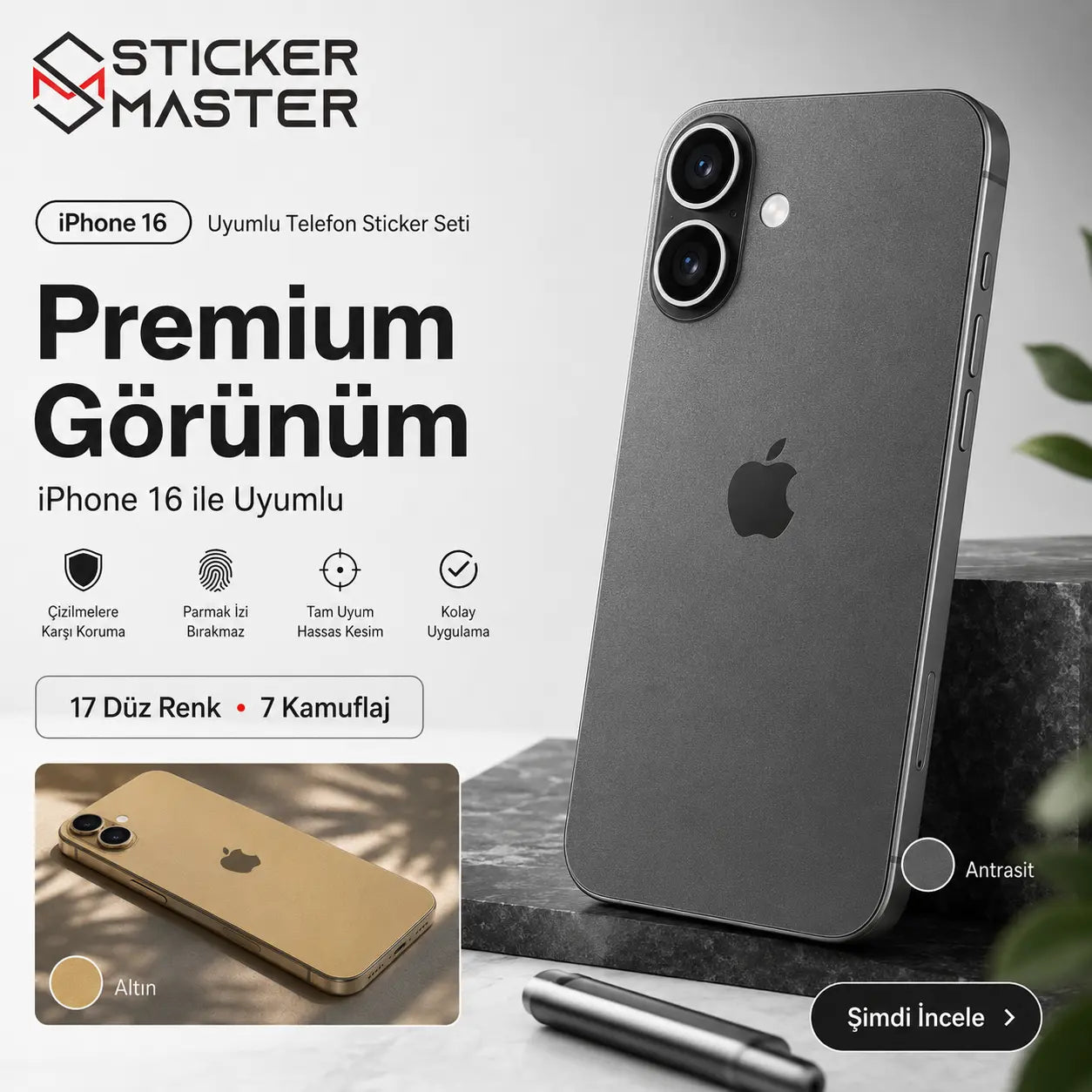 iPhone 16 Uyumlu Telefon Sticker Seti