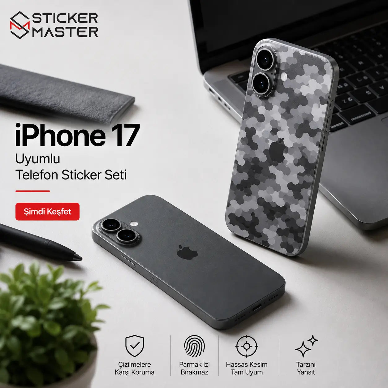 iPhone 17 Uyumlu Telefon Sticker Seti