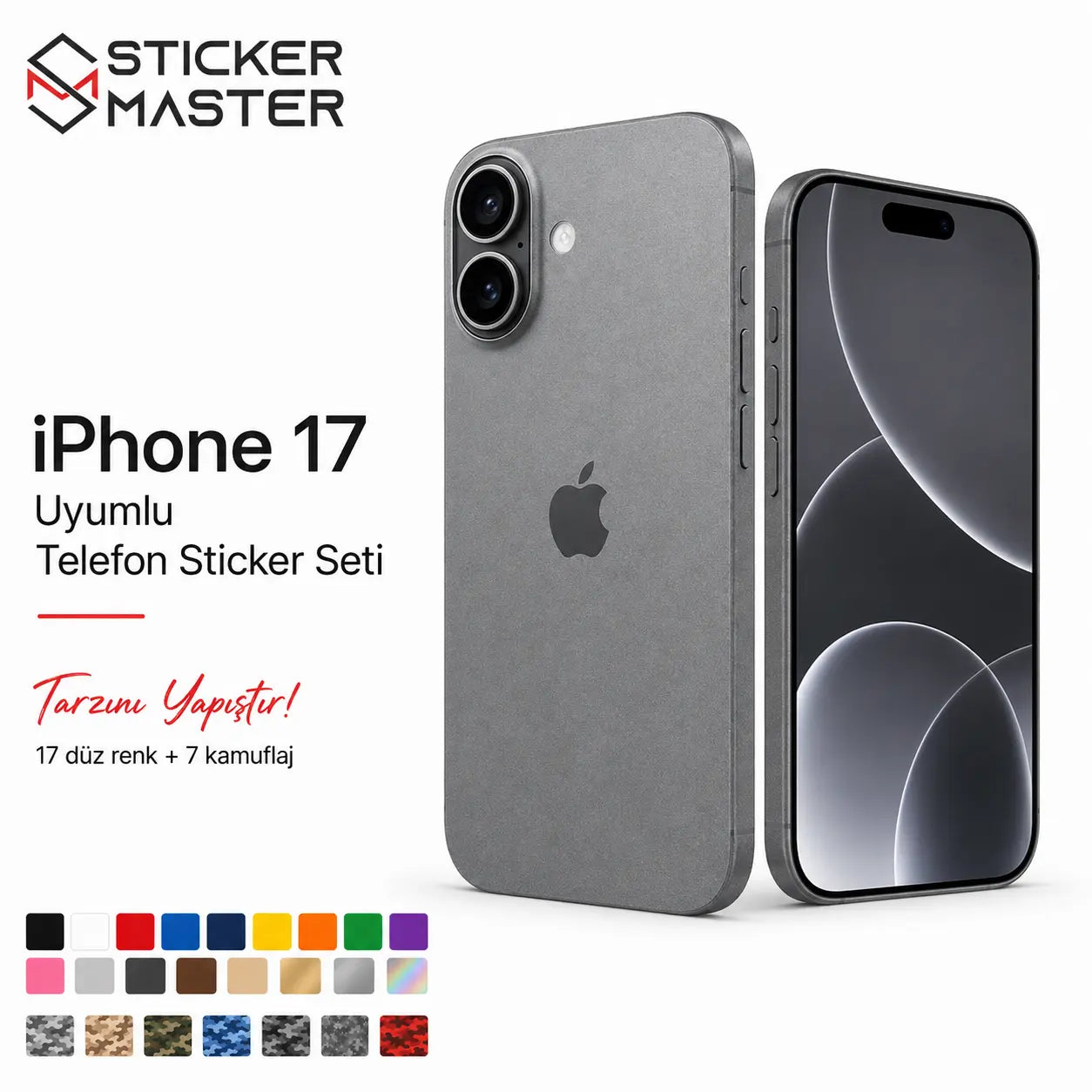 iPhone 17 Uyumlu Telefon Sticker Seti ads and colors