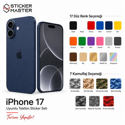 iPhone 17 Uyumlu Telefon Sticker Seti renkler