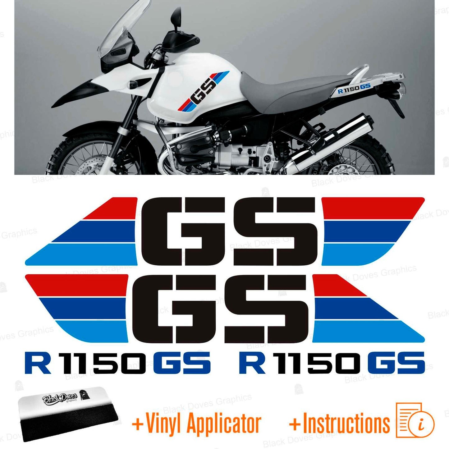 Sticker Master BMW GS R1150 Motor Sticker Set – Kırmızı Siyah Çift Taraflı Tasarım