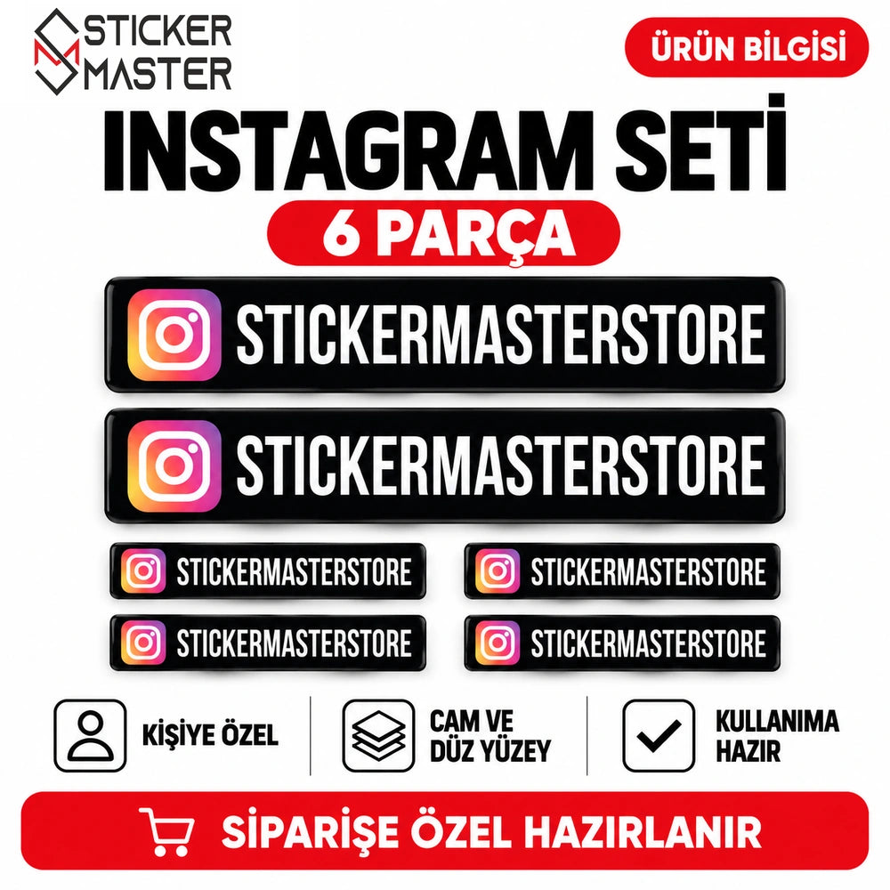 Instagram Seti 6 Parça - Sticker Master kullanıcı adı ana ürün görseli, STICKERMASTERSTORE örnek yazısı