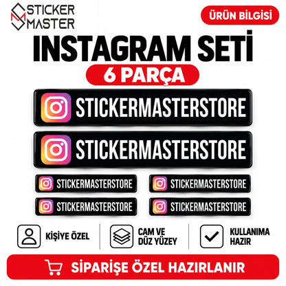 Instagram Seti 6 Parça - Sticker Master kullanıcı adı ana ürün görseli, STICKERMASTERSTORE örnek yazısı