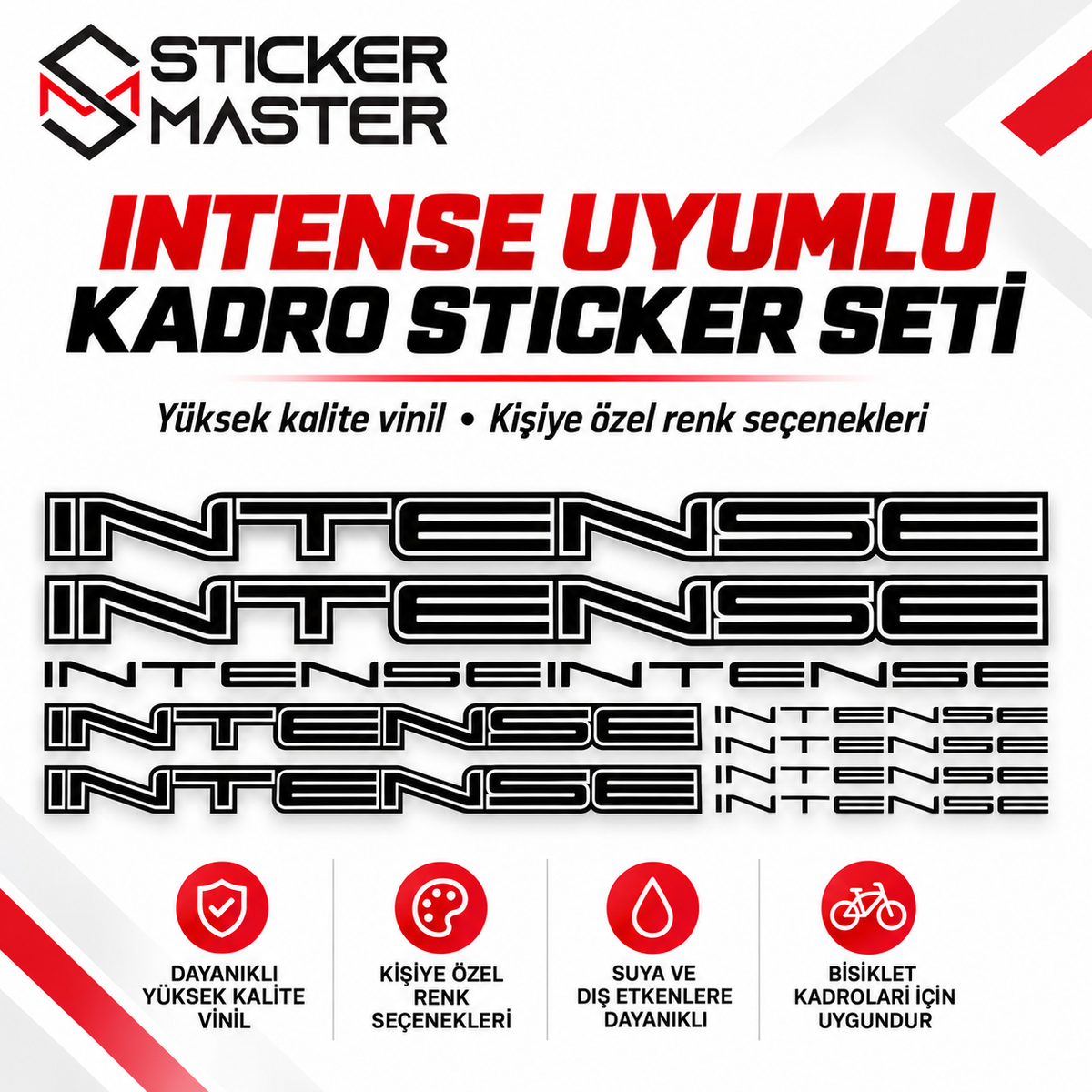 Intense uyumlu bisiklet kadro sticker seti ana görsel