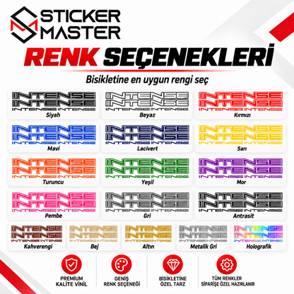 Intense bisiklet sticker seti 17 renk seçeneği