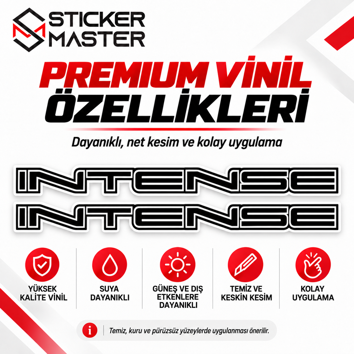 Intense uyumlu premium vinil bisiklet sticker özellikleri