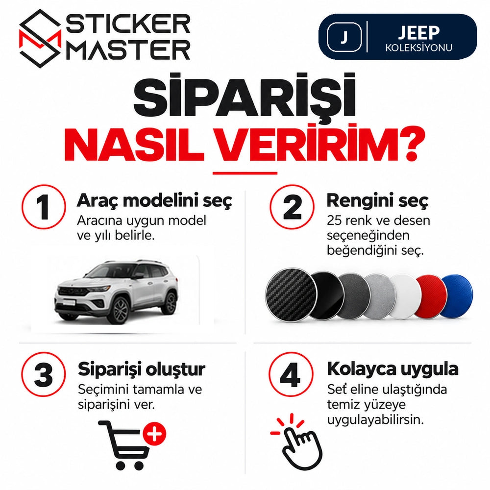 Jeep B sütunu sticker seti araç model/yıl ve renk/desen seçim rehberi