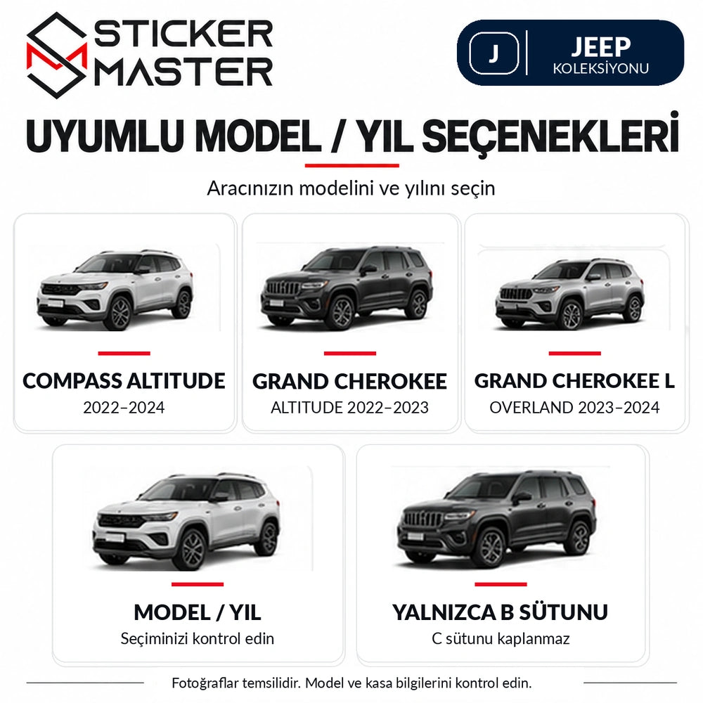 Jeep Compass Altitude, Grand Cherokee Altitude, Grand Cherokee L Overland model/yıl seçenekleri