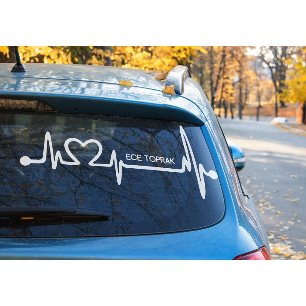 Sticker Master Heart Rhythm Named Car Sticker – 30 cm | A Signature From Your Heart!
