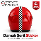 Kask Uyumlu Damalı Şerit Sticker 60×3 cm | Siyah Beyaz