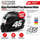Kişiye Özel Reflektif Kask Numarası Sticker | 0–99, 5 Renk