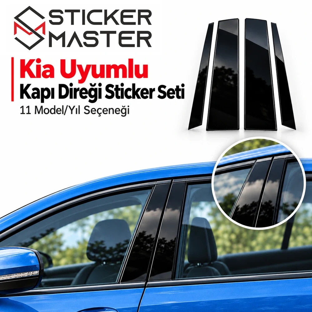 Kia uyumlu kapı direği sticker seti 11 model yıl 25 renk desen ana görsel