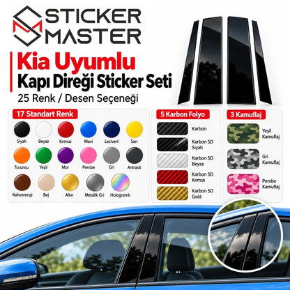 Kia kapı direği sticker 25 renk ve desen karbon kamuflaj folyo