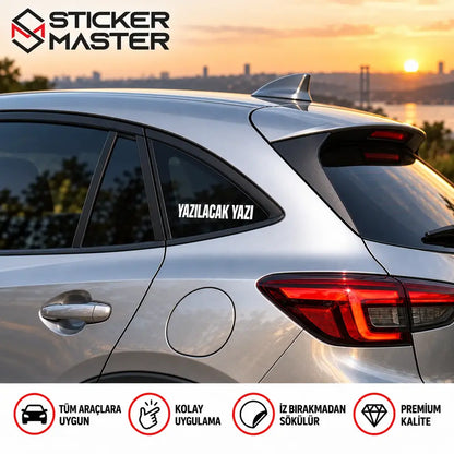 Kişiye Özel Kelebek Cam Sticker – İsim ve Yazı | Tüm Araçlara Uyumlu araç kelebek camı mockup