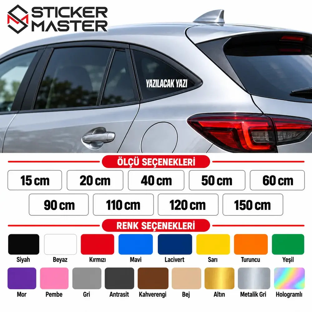 Kişiye Özel Kelebek Cam Sticker – İsim ve Yazı | Tüm Araçlara Uyumlu renk ve ölçü seçenekleri