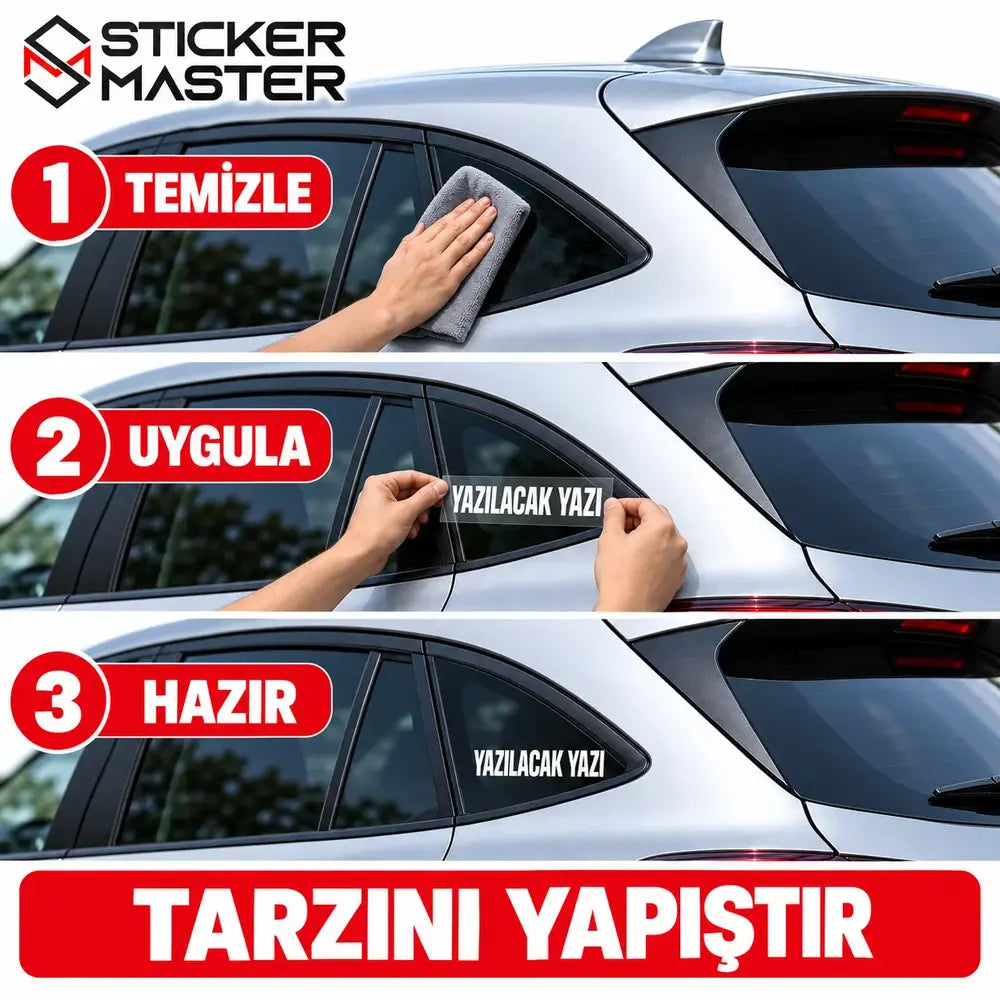 Kişiye Özel Kelebek Cam Sticker – İsim ve Yazı | Tüm Araçlara Uyumlu uygulama adımları