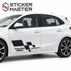 Kişiye Özel Racing Flag Yan Kapı Sticker Seti – Marka Yazılı | Tüm Araçlara Uyumlu