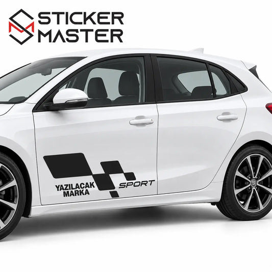 Kişiye Özel Racing Flag Yan Kapı Sticker - araç yan uygulama