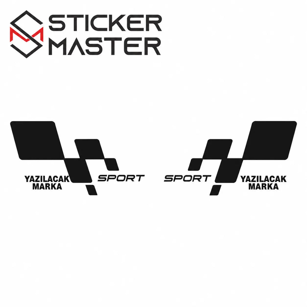 Kişiye Özel Racing Flag Yan Kapı Sticker - beyaz araç kapı mockup