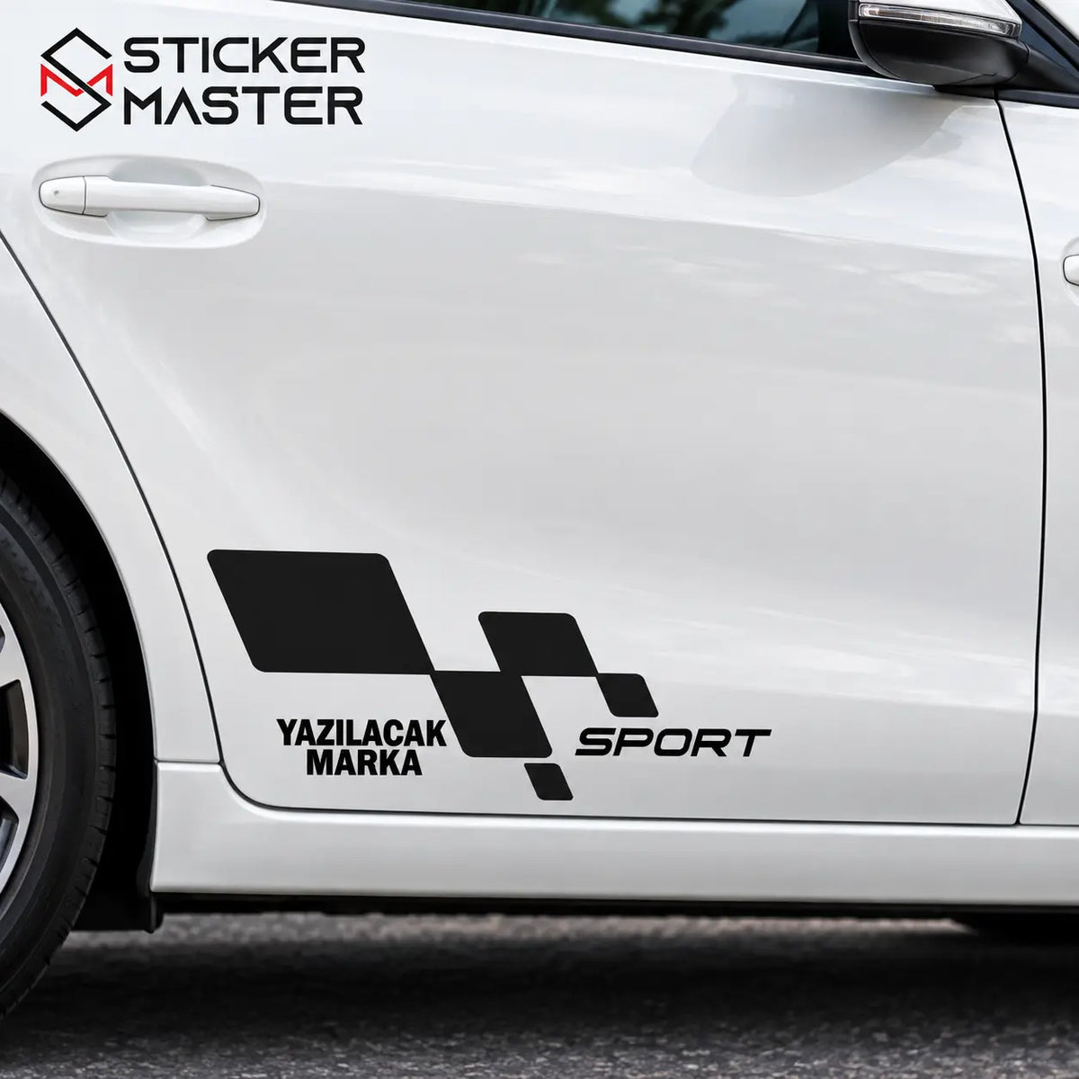 Kişiye Özel Racing Flag Yan Kapı Sticker - ölçü ve renk seçenekleri