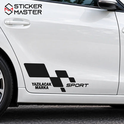 Kişiye Özel Racing Flag Yan Kapı Sticker - ölçü ve renk seçenekleri