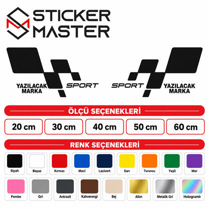 Kişiye Özel Racing Flag Yan Kapı Sticker - sağ sol aynalı tasarım