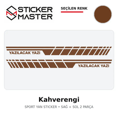 Kişiye Özel Sport Yan Sticker Kahverengi renk seçeneği