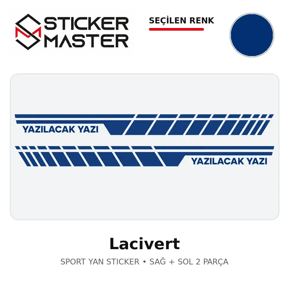 Kişiye Özel Sport Yan Sticker Lacivert renk seçeneği