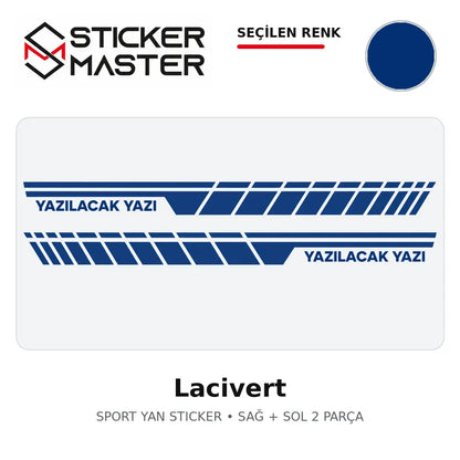 Kişiye Özel Sport Yan Sticker Lacivert renk seçeneği