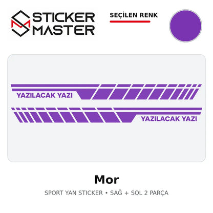 Kişiye Özel Sport Yan Sticker Mor renk seçeneği