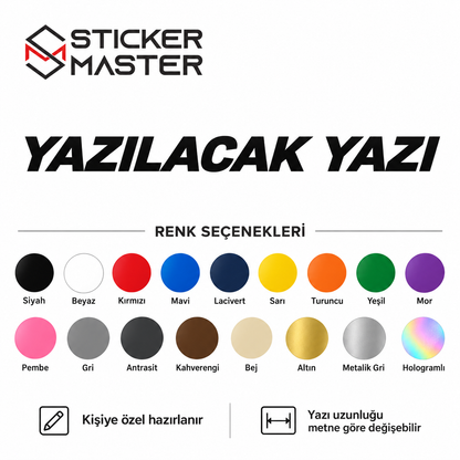 Kişiye Özel Yan Cam Sticker – renk seçenekleri