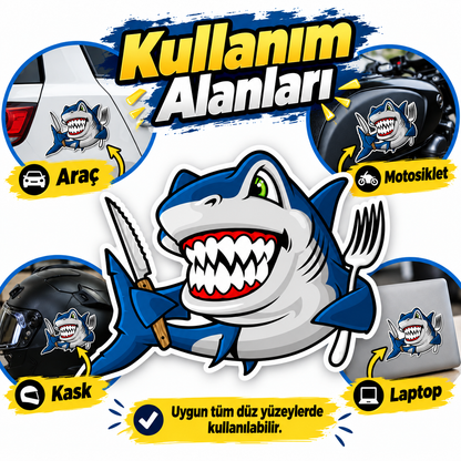Jaws Köpek Balığı Sticker kullanım alanları araç motosiklet kask laptop