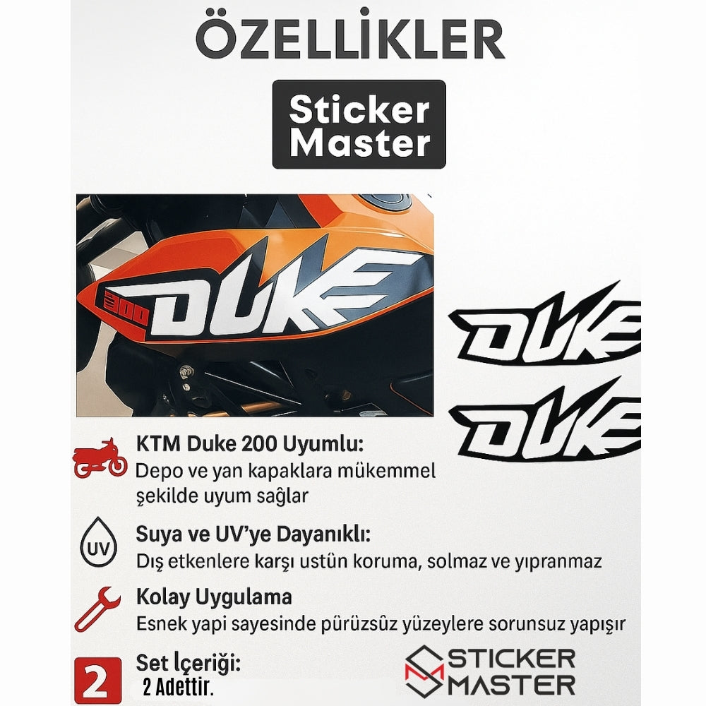 Sticker Master KTM Duke 200 Sticker - 2 Adet