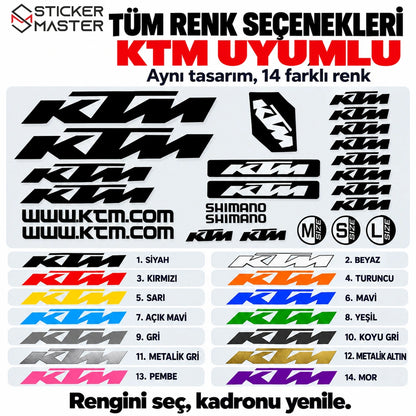 KTM uyumlu bisiklet kadro sticker setinin 14 renk seçeneği