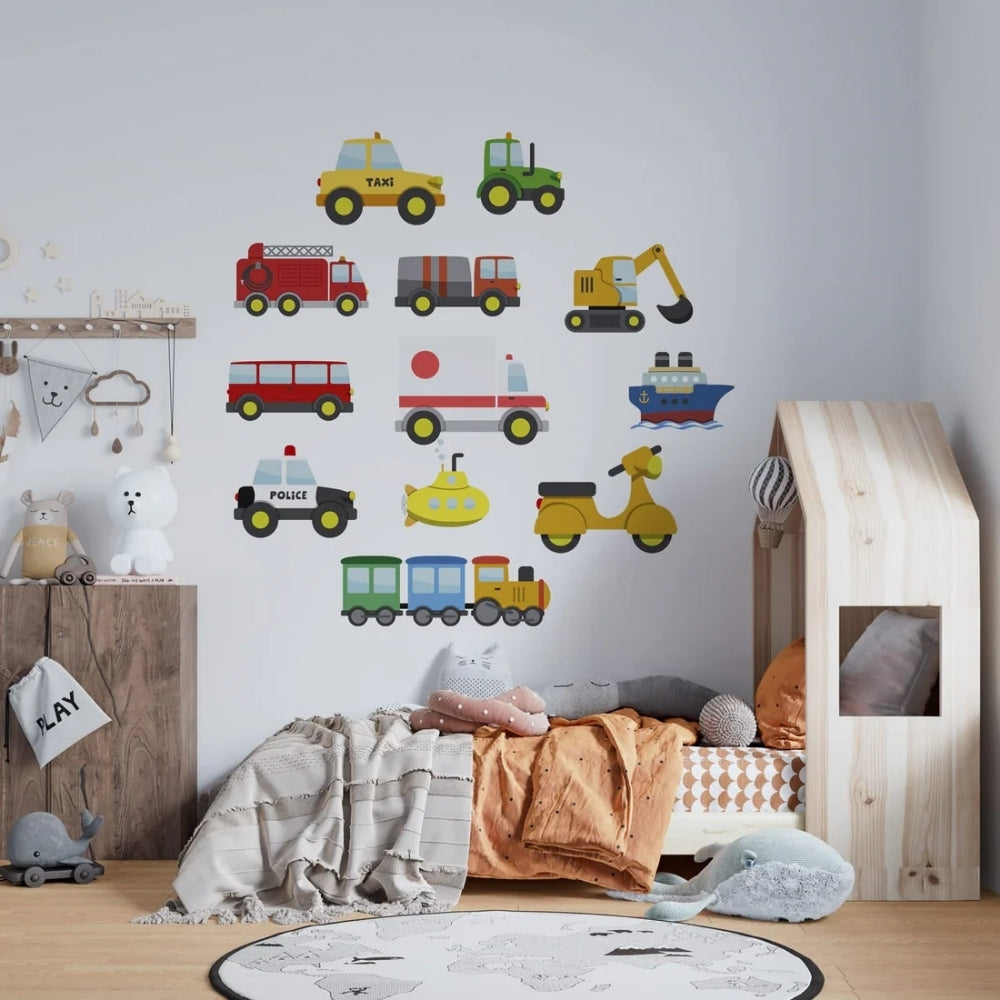 Sticker Master – Taşıtlar Temalı Çocuk Odası Duvar Sticker Seti (20 cm)