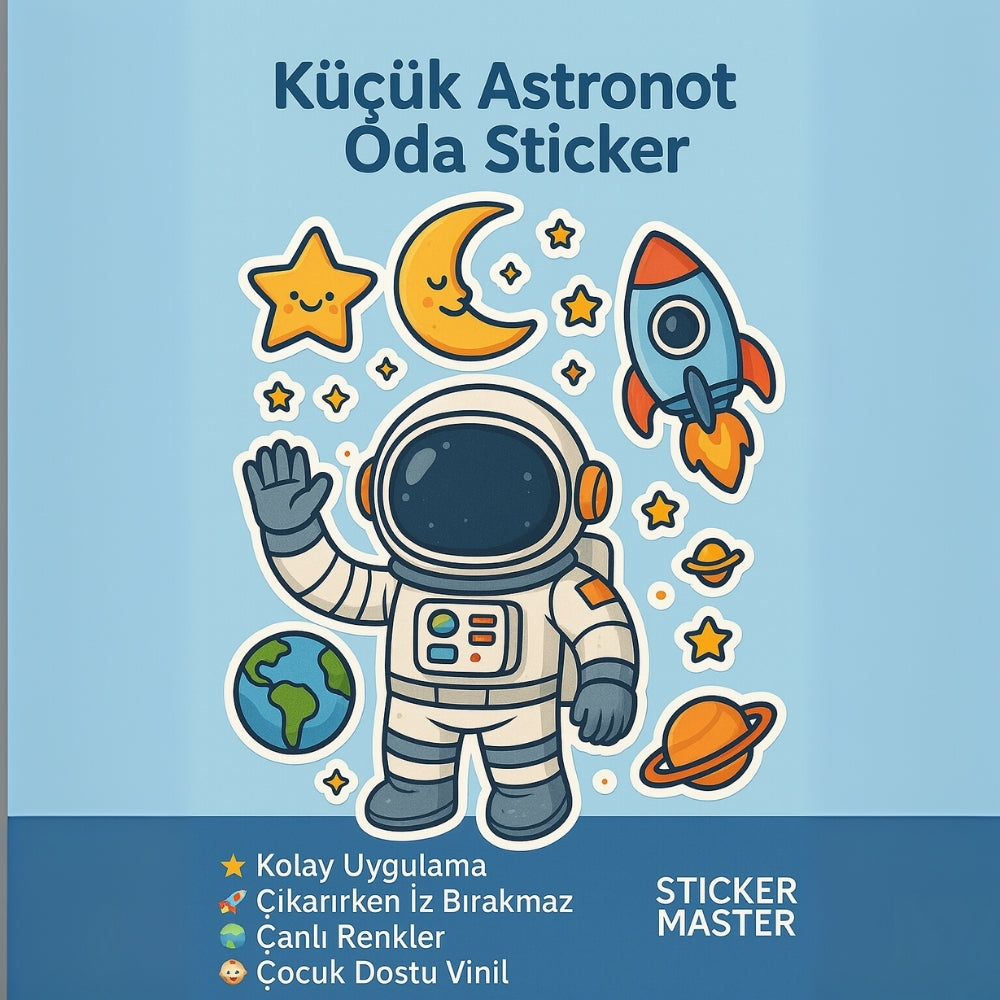 Sticker Master Küçük Astronot Oda Sticker – 60 cm Çocuk Duvar Dekoru